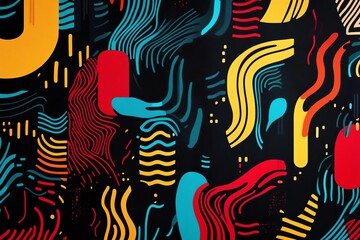 Striking Black Wallpaper with Bold Graphics
