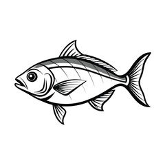 Hilsa, hilsha, ilisha design, labeled line art and linocut vector silhouette illustration.