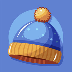 Vector illustration of warm wool beanie hat. Cold weather clothing item