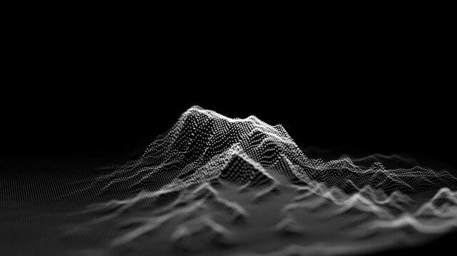 Abstract digital mountain made of dots looping animation