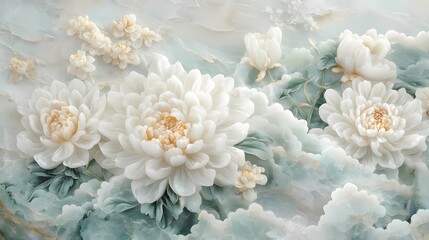 Traditional Chinese jade carving chrysanthemum illustration poster background