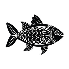 Hilsa, hilsha, ilisha design, labeled line art and linocut vector silhouette illustration.