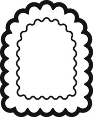 Scalloped edges form a double square frame, providing a stylish border for various design applications