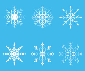 Set of snowflakes. Set of winter elements. Сollection of simple and intricate snowflake designs featuring various shapes and patterns, perfect for winter and holiday-themed projects.