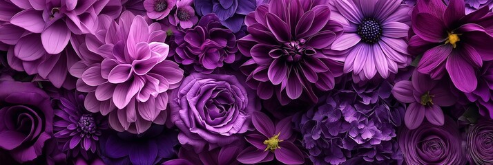 A vibrant display of purple blooms showcasing floral diversity and texture. Perfect for elegant decor themes.
