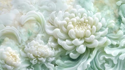 Traditional Chinese jade carving chrysanthemum illustration poster background