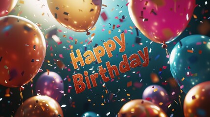 Celebrating a joyful birthday party with colorful balloons and confetti indoor festive atmosphere fun and excitement