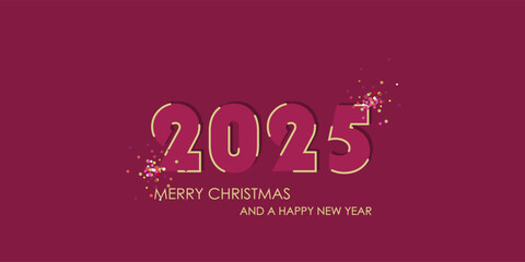 Vector illustration. Christmas 2025 banner design on a pink background. Banner, frame, New Year card, Christmas holiday background, advertising, Merry Christmas