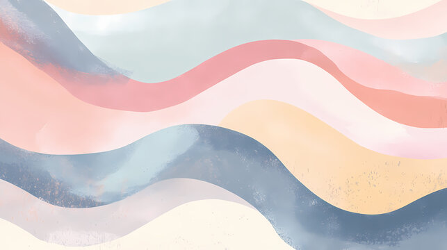 This illustration showcases soft pastel curved lines in harmonious colors, ideal for creating calming, serene designs and visual content that exudes tranquility and peace. Harmonious. Illustration