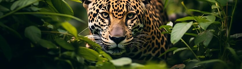 Obraz premium Jaguar Close-Up in Lush Jungle