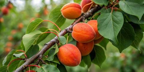 Ripe Apricots on a Branch - Nature's Sweet Harvest in Autumn