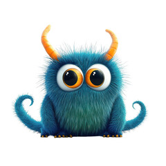 Vibrant Whimsical Animated Monster with Colorful Patterns in Big Expressive Eyes for Kids and Cartoon Lovers
