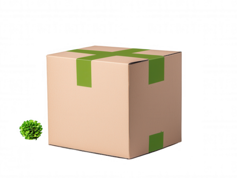 Minimalist Digital Gift Box with Green Plant Icon & Black Background
