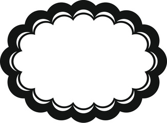 Simple black scalloped oval frame providing an elegant blank space ideal for adding custom text or designs