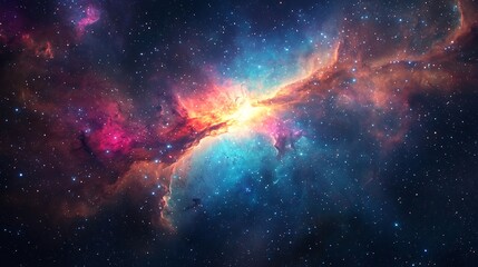 Naklejka premium Cosmic Nebula Swirling in Space Symbolizing the Birth of New Ideas and Opportunities