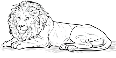 Obraz premium A sketch of a majestic lion, isolated on a white background