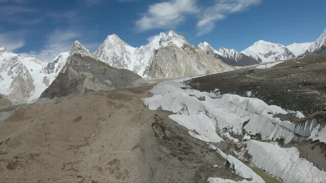 FPV drone Flight towards Mount Gasherbrum IV-Concordia, Baltoro Glacier, Pakistan