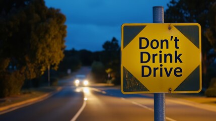 Bold yellow don drive sign mounted on pole, clear directive for road navigation and traffic safety