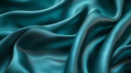 Obraz premium Teal Satin Fabric with Flowing Folds