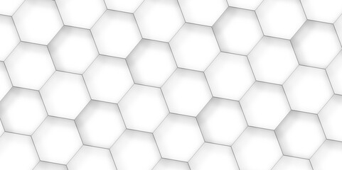 Abstract background white, gray hexagon with seamless geometric pattern texture design. futuristic geometry pattern honeycomb mosaic texture design. hexagon grid minimalist mesh cell texture design.
