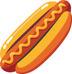 Illustration of a hot dog in flat style, with a white background