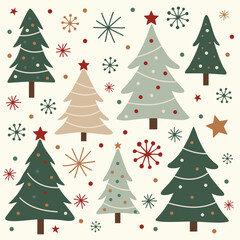 Modern Holiday Trees in Beige and Green Tones