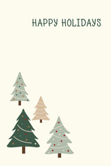 Stylish Merry Christmas Card with Minimal Trees