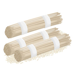 Vector Illustration Logo Clipart Dried rice noodles rice vermicelli or rice sticks isolated