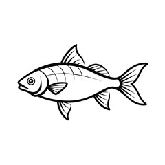 rui, rohu fish vector design, labeled line art and linocut silhouette illustration.