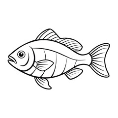 rui, rohu fish vector design, labeled line art and linocut silhouette illustration.