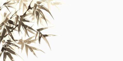 Drawing of a serene mountain landscape sea sand with trees