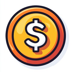 Obraz premium Vibrant Yellow Dollar Coin Icon for Financial and Banking Applications
