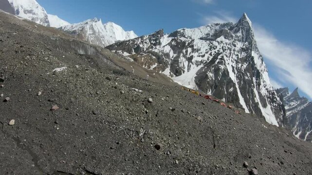 FPV drone Flight from Camps to Mitre Peak, over Baltoro Glacier -Concordia, Pakistan