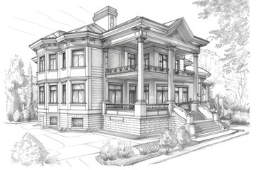 An architectural drawing of an elegant Art building