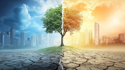 Fototapeta premium Impact of climate change severe drought, desertification, and the consequences of global warming