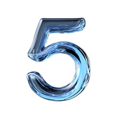 3D Floating Blue Number Five Against White Background