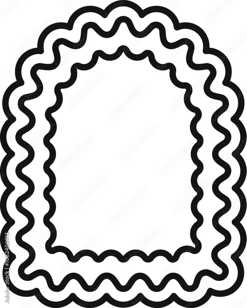 Poster rectangular frame with wavy border, creating a decorative and elegant design