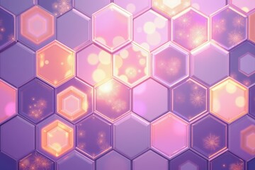 Glowing hexagon pattern in purple and pink hues