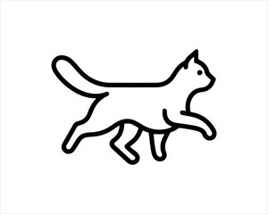 Minimal thin line cat logo vector template. Outline cat icon symbol vector illustration.