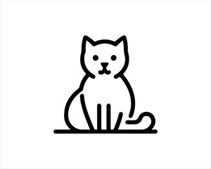 Minimal thin line cat logo vector template. Outline cat icon symbol vector illustration.
