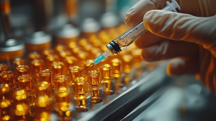 Hands skillfully preparing mesotherapy syringes in a clinical setting during a procedure