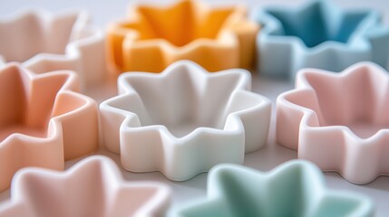 Fototapeta premium A row of star-shaped cookie cutters in various colors