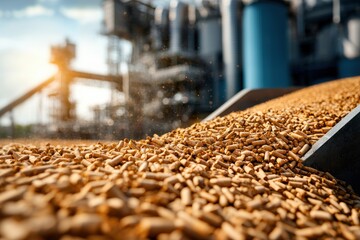 Transforming biomass feedstock into renewable energy industrial plant energy production outdoor environment wide angle sustainable systems