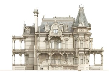 Fototapeta premium An architectural drawing of an elegant Art building