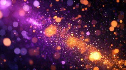 Brilliant fireworks in purple and orange exploding against a black sky, with space for writing