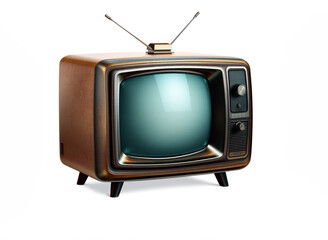 vintage television isolated on white background.