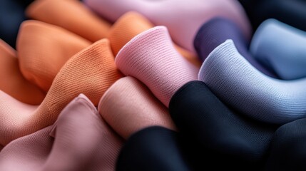 A bunch of different colored socks are piled on top of each other