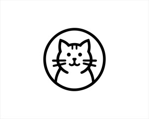 Minimal thin line cat logo vector template. Outline cat icon symbol vector illustration.