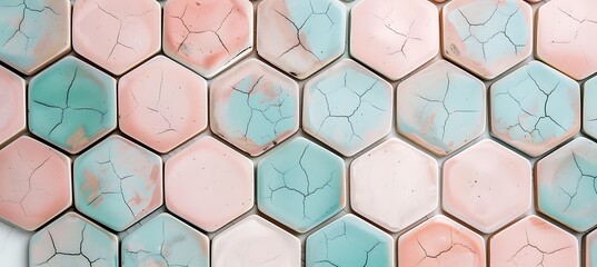 Fototapeta premium Vibrant Green and Pink Hexagonal Honeycomb Patterns for a Modern Abstract Background