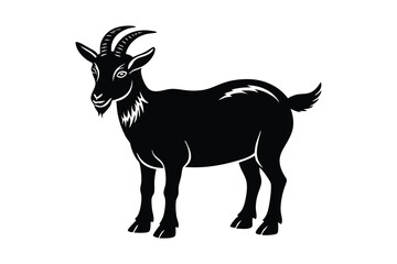 Nigerian Dwarf Goat Silhouette Vector - Farm Animal, Minimal Black & White Outline, Rustic Livestock Design